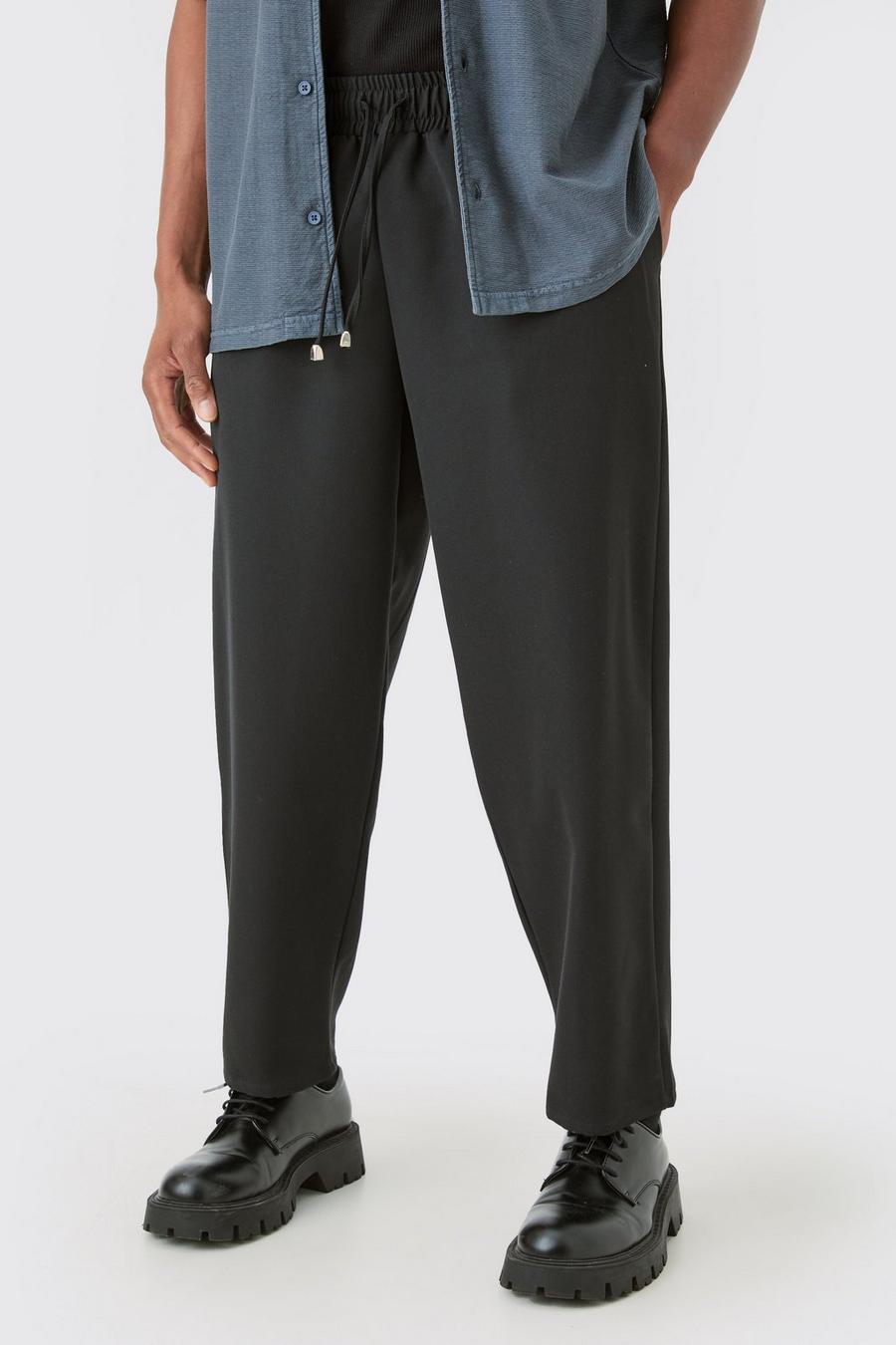Black Drawcord Waist Oversized Skate Trousers image number 1