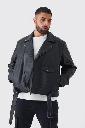 Plus Pu Moto Jacket In Black black