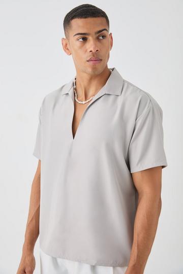 Oversized V Neck Dropped Shoulder Shirt In Off White off white