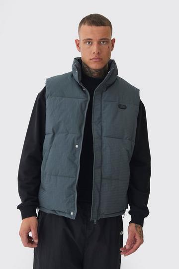 Tall Man Ripstop Funnel Neck Puffer Vest In Slate slate