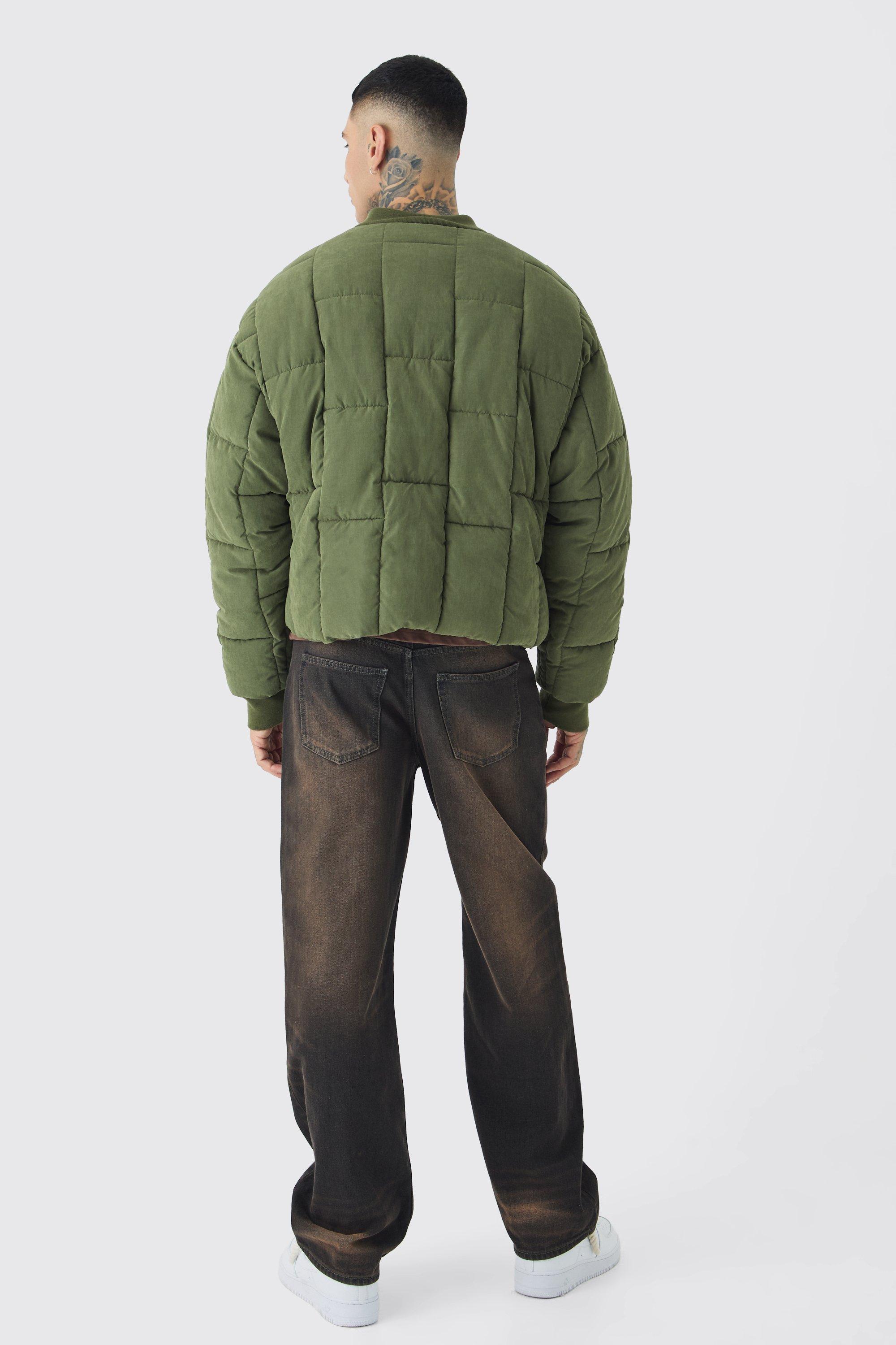 Tall Boxy Peached Square Quilted Bomber Jacket | boohoo