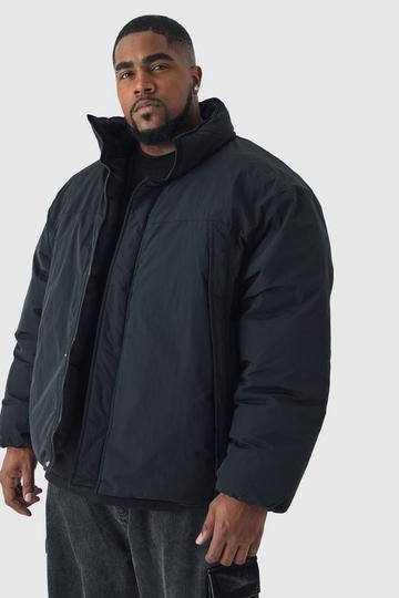 Plus Funnel Neck Padded Jacket In Black black