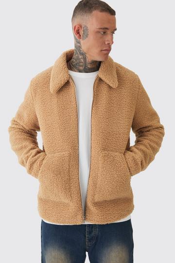 Tall Nepwollen Harrington Jas In Tan tan