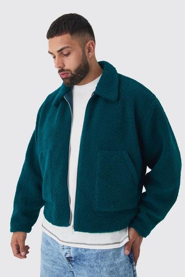 Green Plus Borg Harrington Jacket In Teal