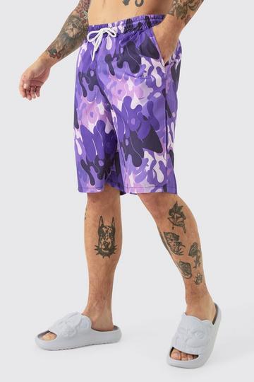 Purple Graffiti Ripstop Board Swim Short