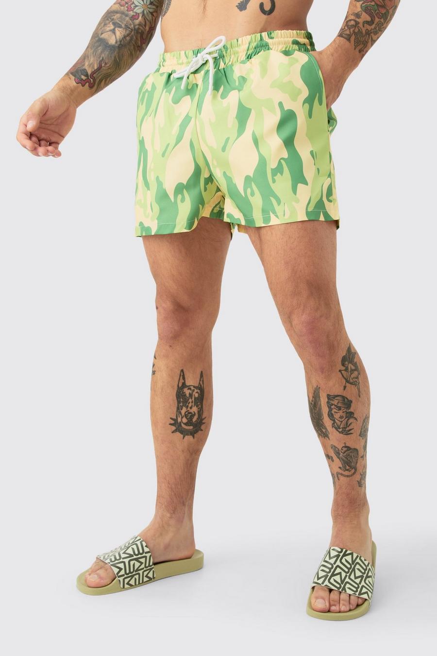 Green Super Short Camo Ripstop Swim Short