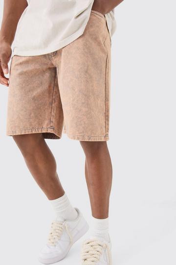 Fixed Waist Washed Relaxed Short peach