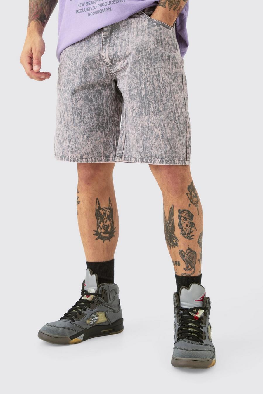 Grey Fixed Waist Washed Relaxed  Short image number 1