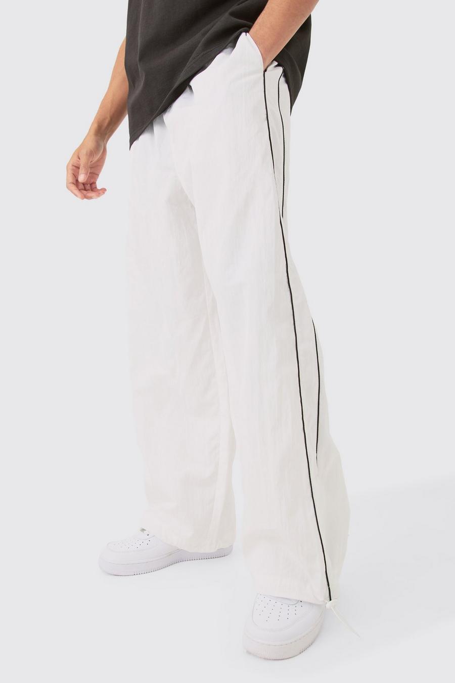 White Elasticated Waist OFCL Parachute Track Pants image number 1