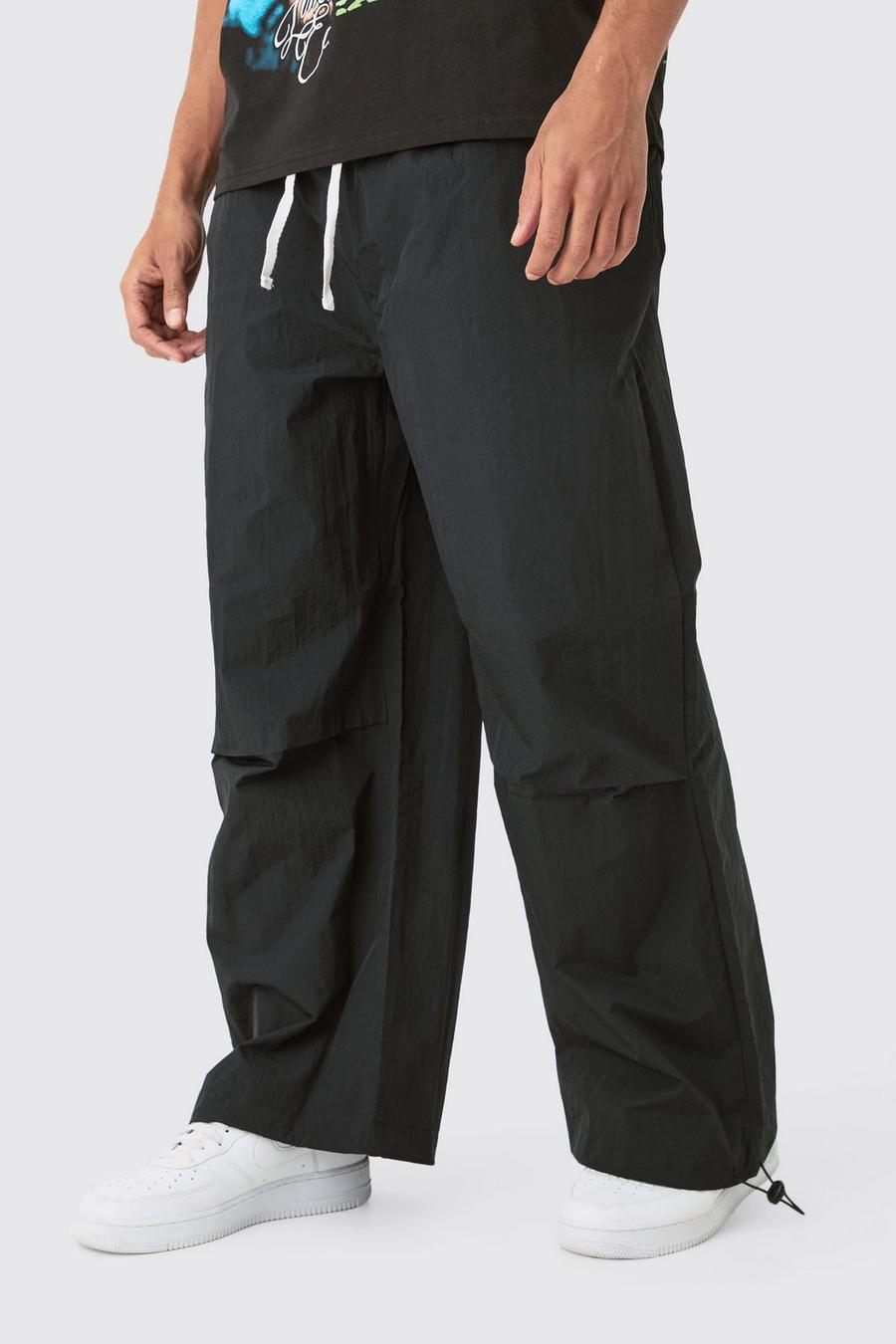 Pantalon oversize à taille élastiquée, Black image number 1