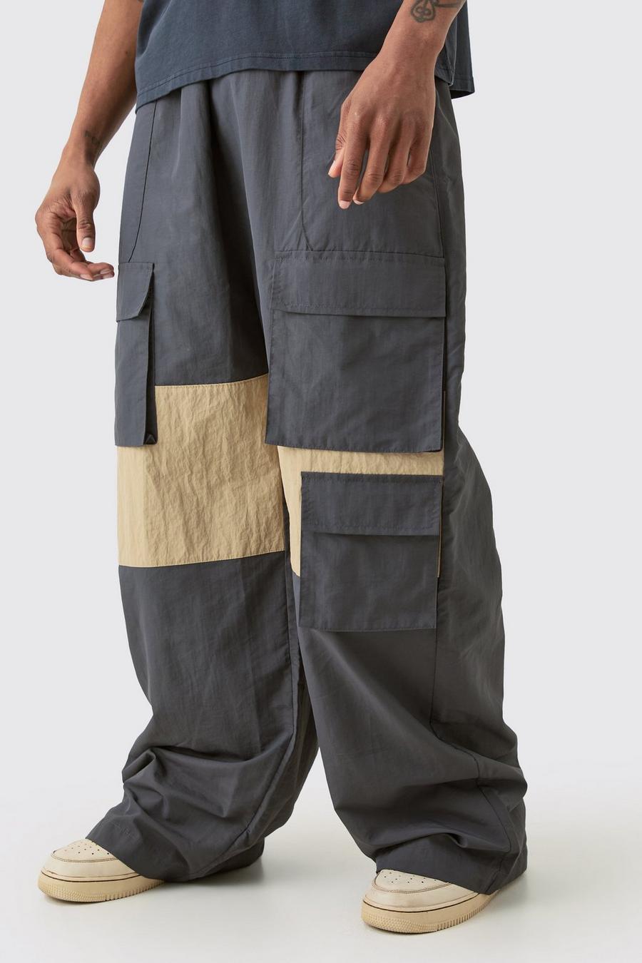 Pantalones Tall bombachos cargo con colores en bloque, Charcoal