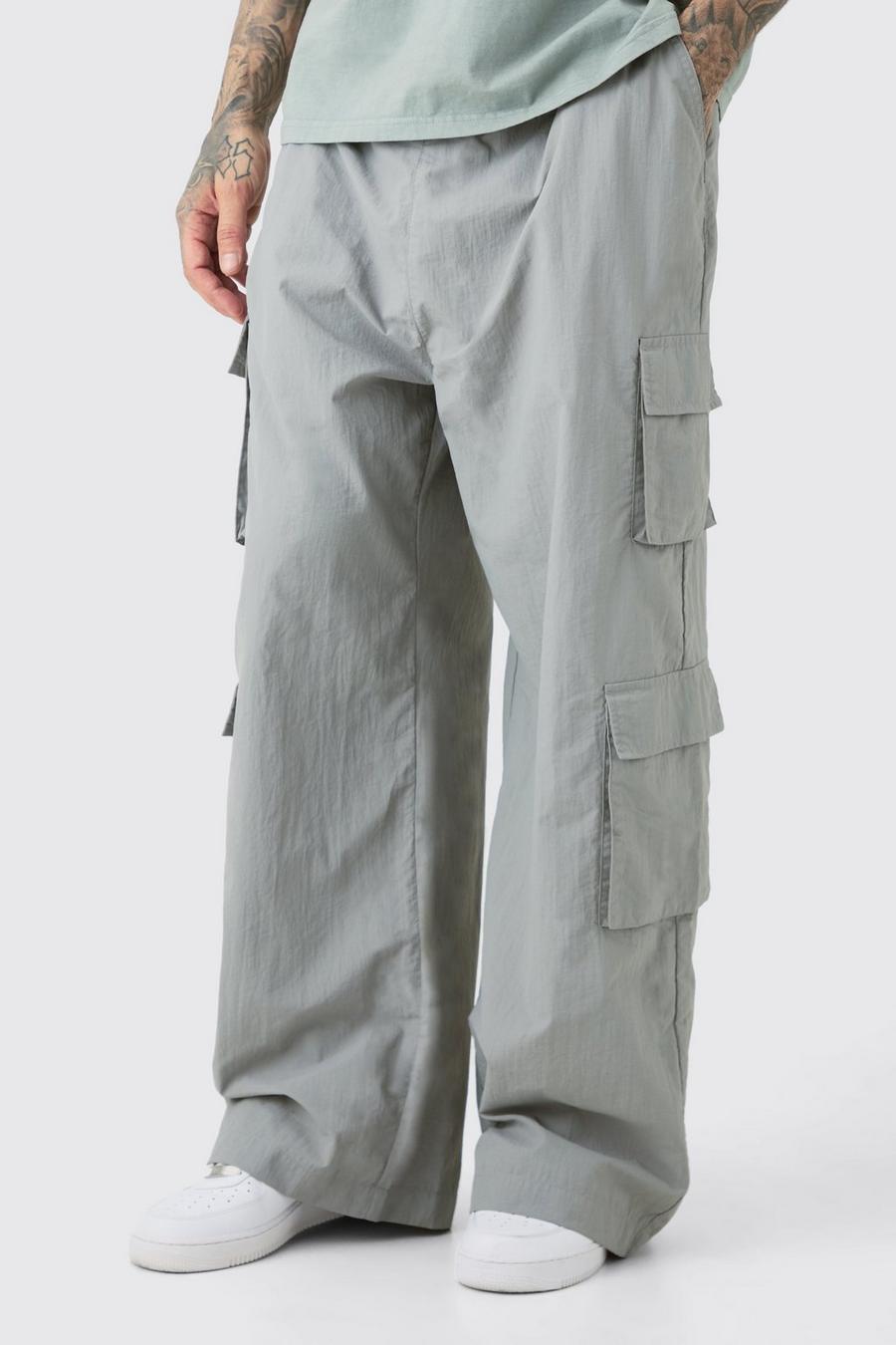 Grey Tall Multi Pocket Parachute Trousers image number 1