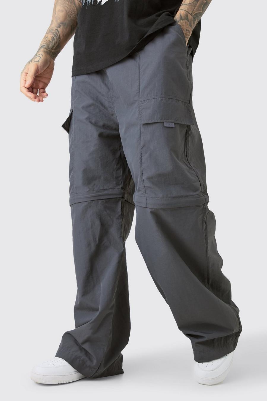 Dark grey Tall Zip Off Cargo Parachute Trousers image number 1