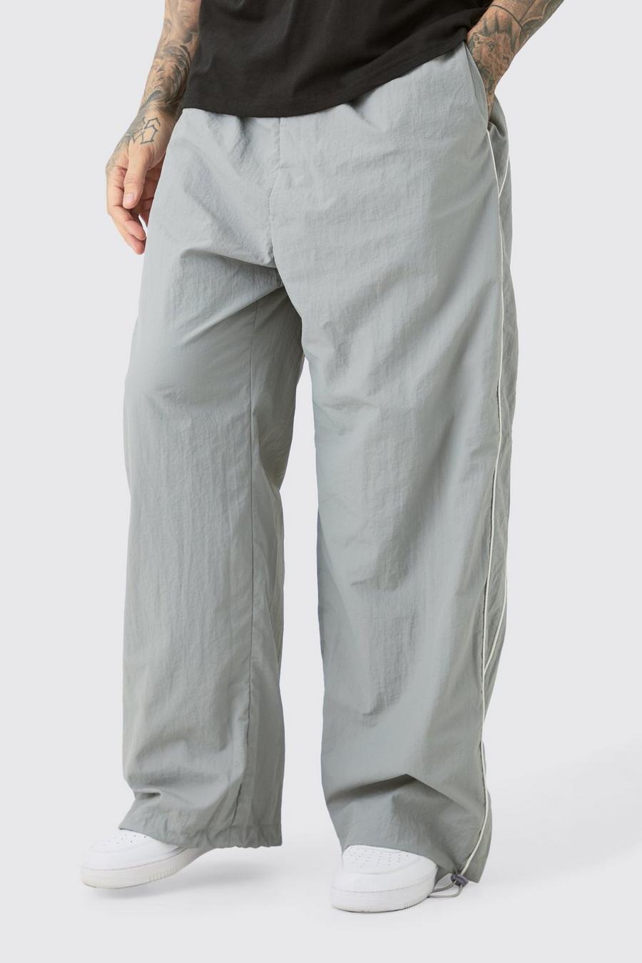 Grey Tall Side Stripe Parachute Pants