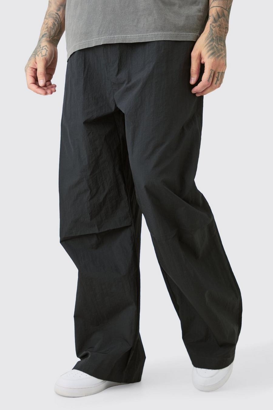 Black Tall Oversized Parachute Pants image number 1