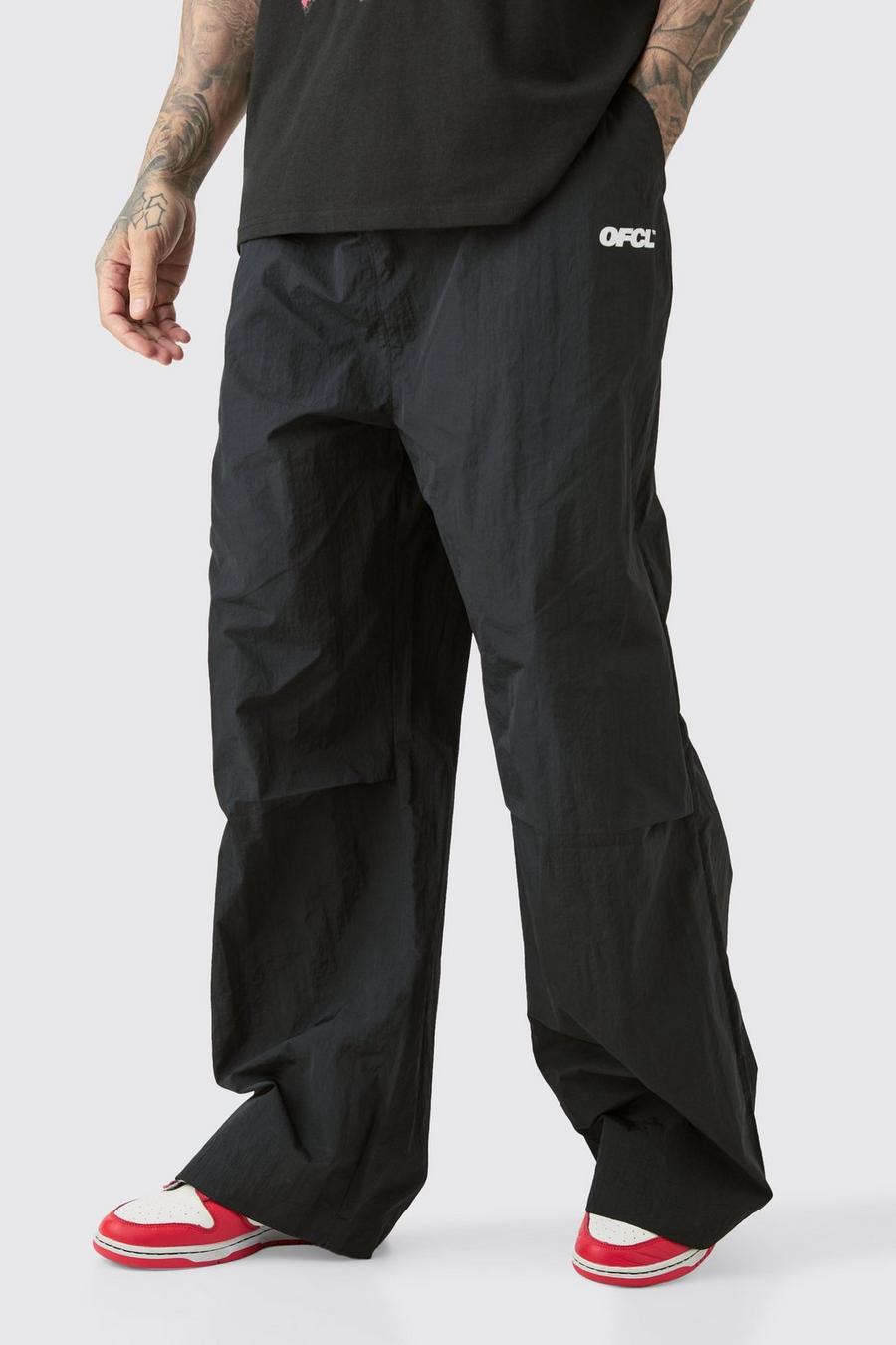 Black Tall Oversized OFCL Parachute Pants image number 1