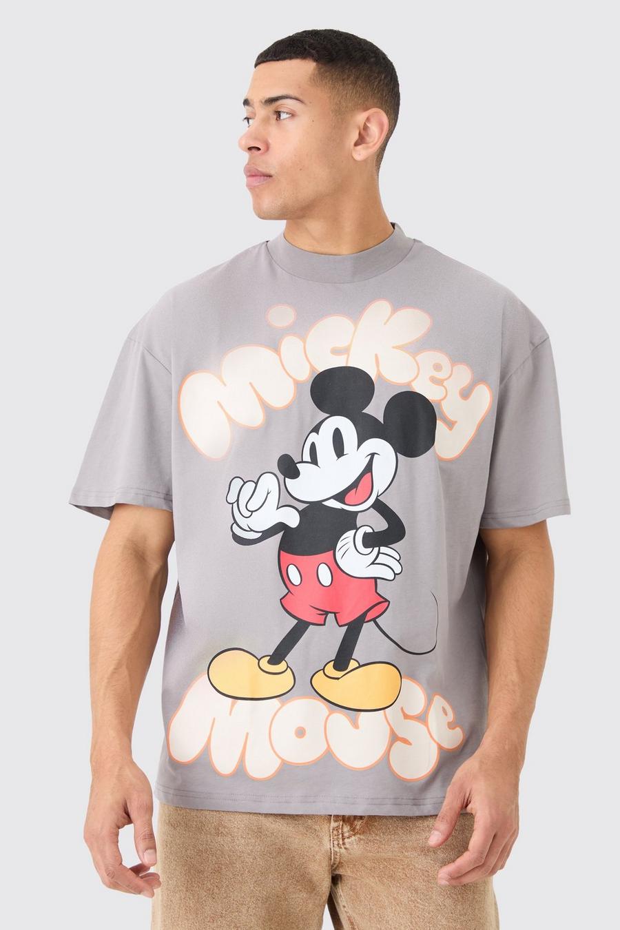 Camiseta oversize con estampado de Mickey Mouse, Charcoal