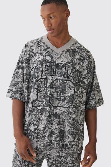 Oversized Football Official Abstract Printed T-shirt black