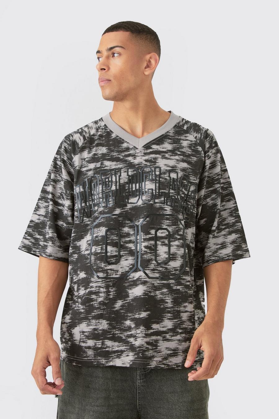 Grey Oversized Football World Class Abstract Concrete T-shirt image number 1