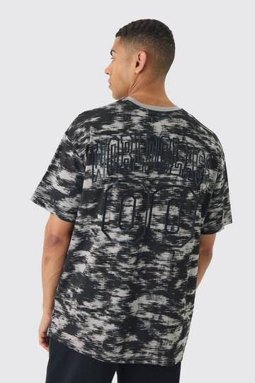 Oversized Back Print World Class Abstract Concrete T-shirt grey