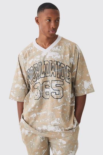 Oversized Football Worldwide Forest Graphic T-Shirt stone