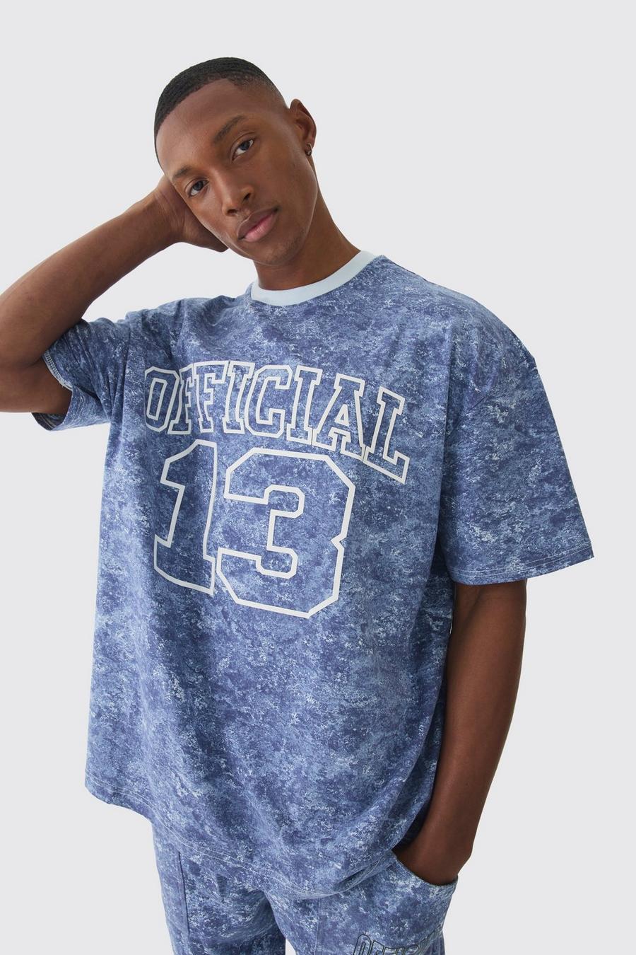 Blue Oversized Extended Neck Official Concrete T-shirt image number 1