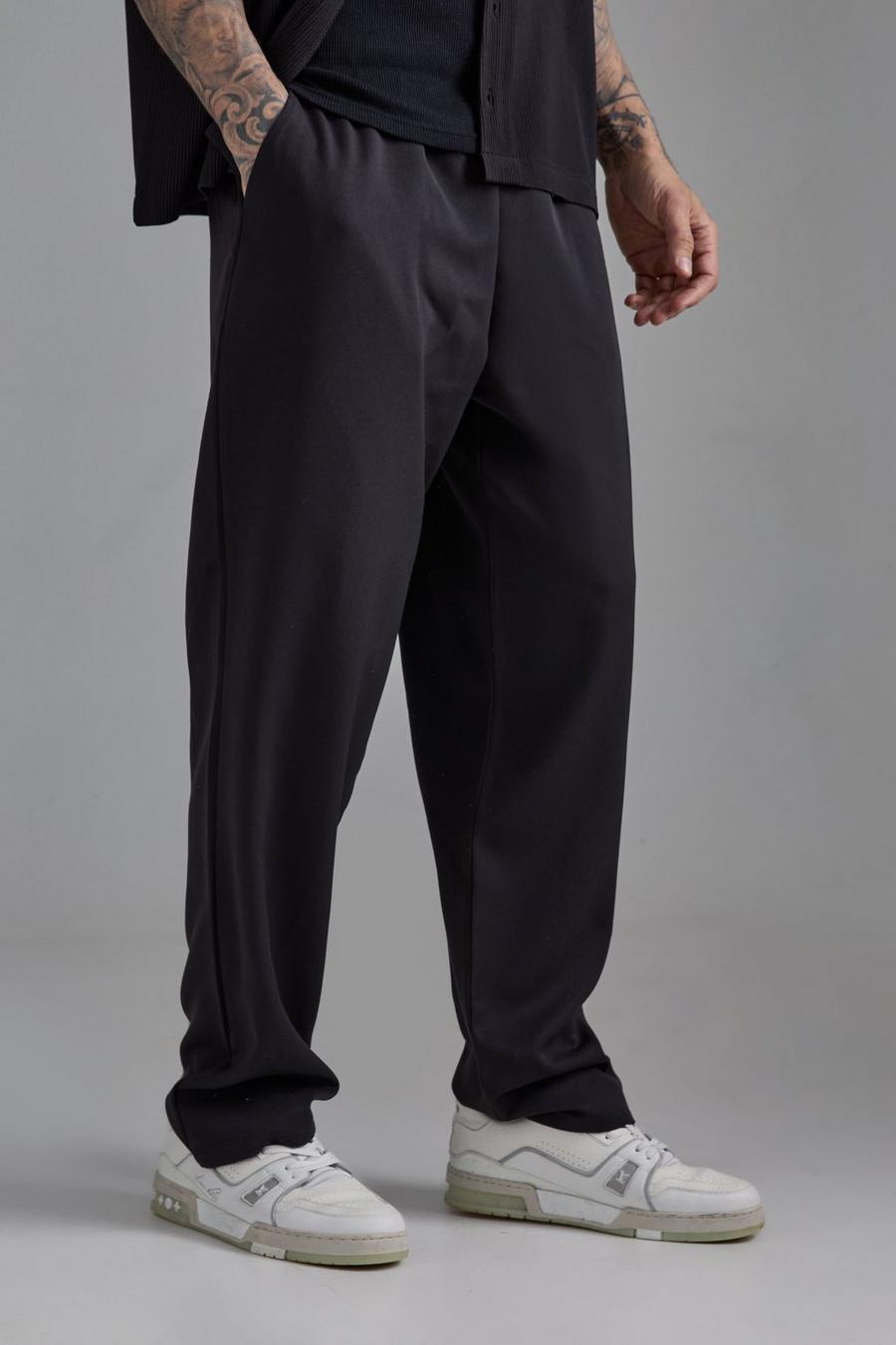 Black Tall Elasticated Waist Smart Straight Fit Trousers