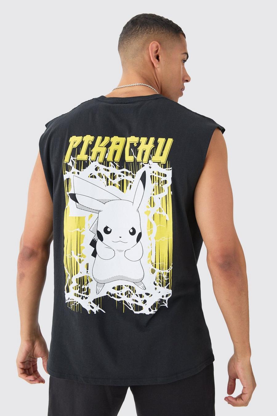 Débardeur Pokémon oversize à imprimé Pikachu, Black