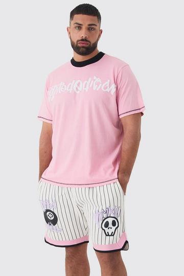 Plus Boxy Limited Basketball T-shirt & Short Set light pink