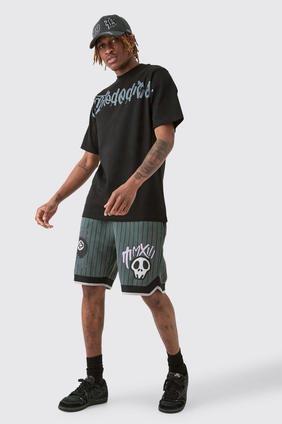 Black Tall Boxy Limited Basketball Tee & Short Set image number 1