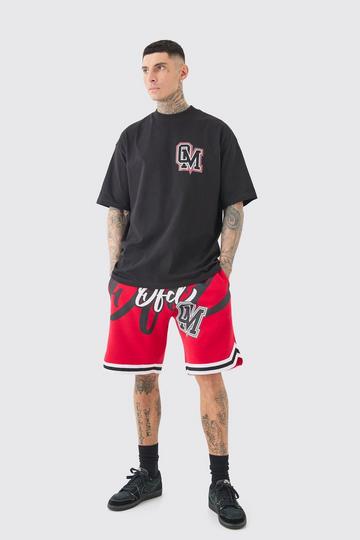 Tall Oversized OFCL Basketball T-shirt & Short Set black