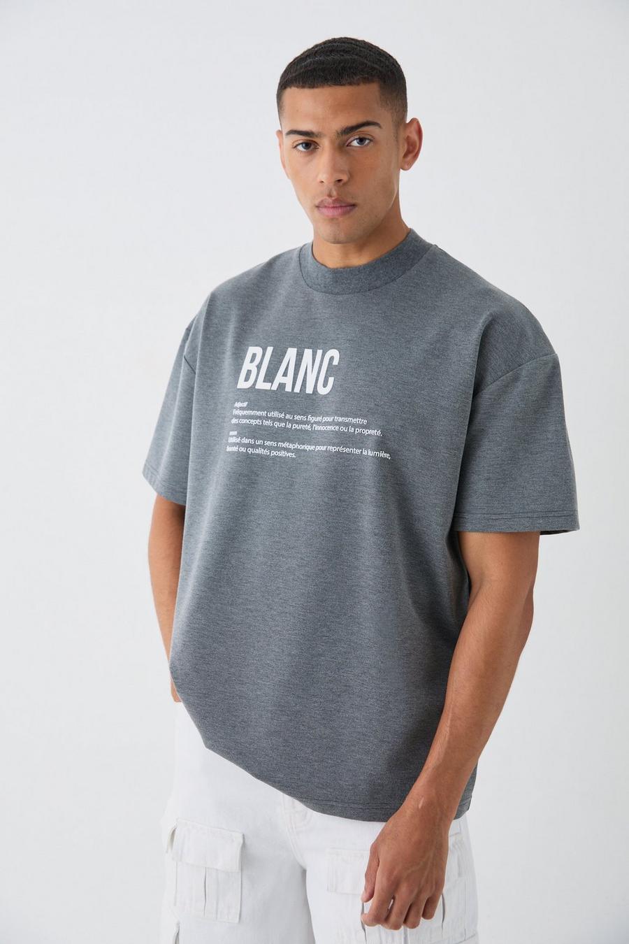 Grey Oversized Rubber Print Heavyweight T-shirt image number 1