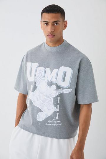 Oversized Boxy Tonal Printed Heavyweight T-shirt light grey