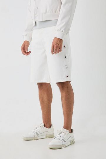 Regular Embellished Jorts with Woven Label white