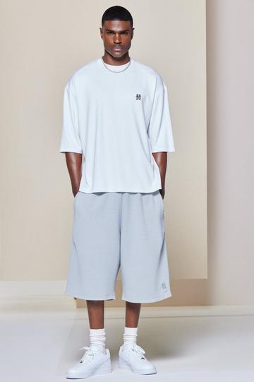 Loopback Embroidered Jersey Jort grey