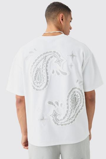 Oversized Heavyweight Paisley Applique T-shirt white