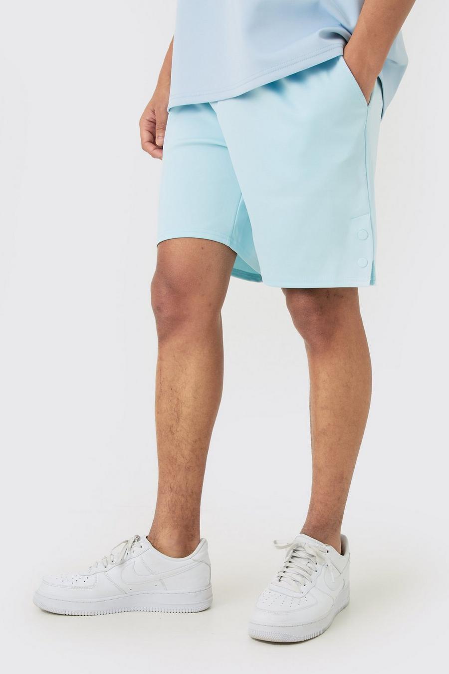 Light blue Relaxed Scuba Short With Poppers