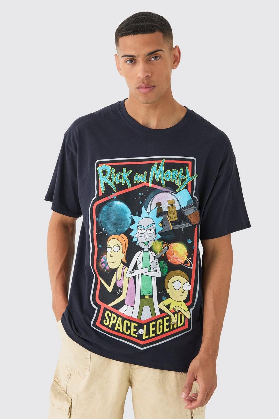 Navy Loose Rick And Morty Cartoon License T-shirt image number 1