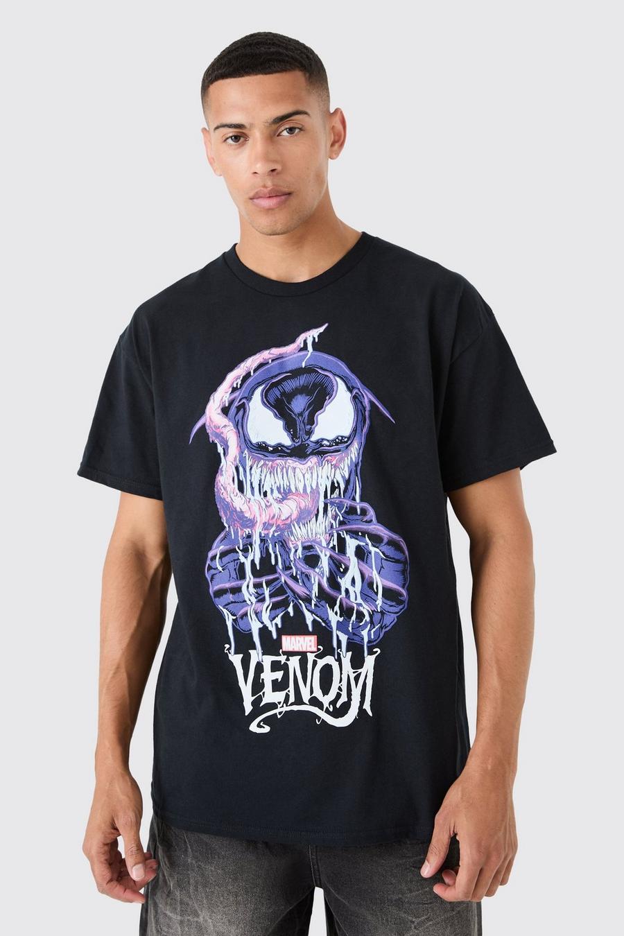 Black Loose Venom Marvel License T-shirt image number 1