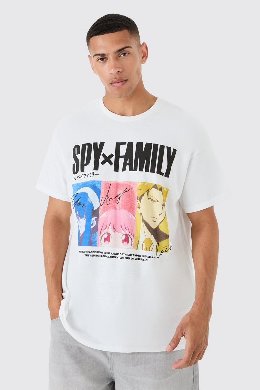 White Oversized Spy Family Anime License T-shirt image number 1