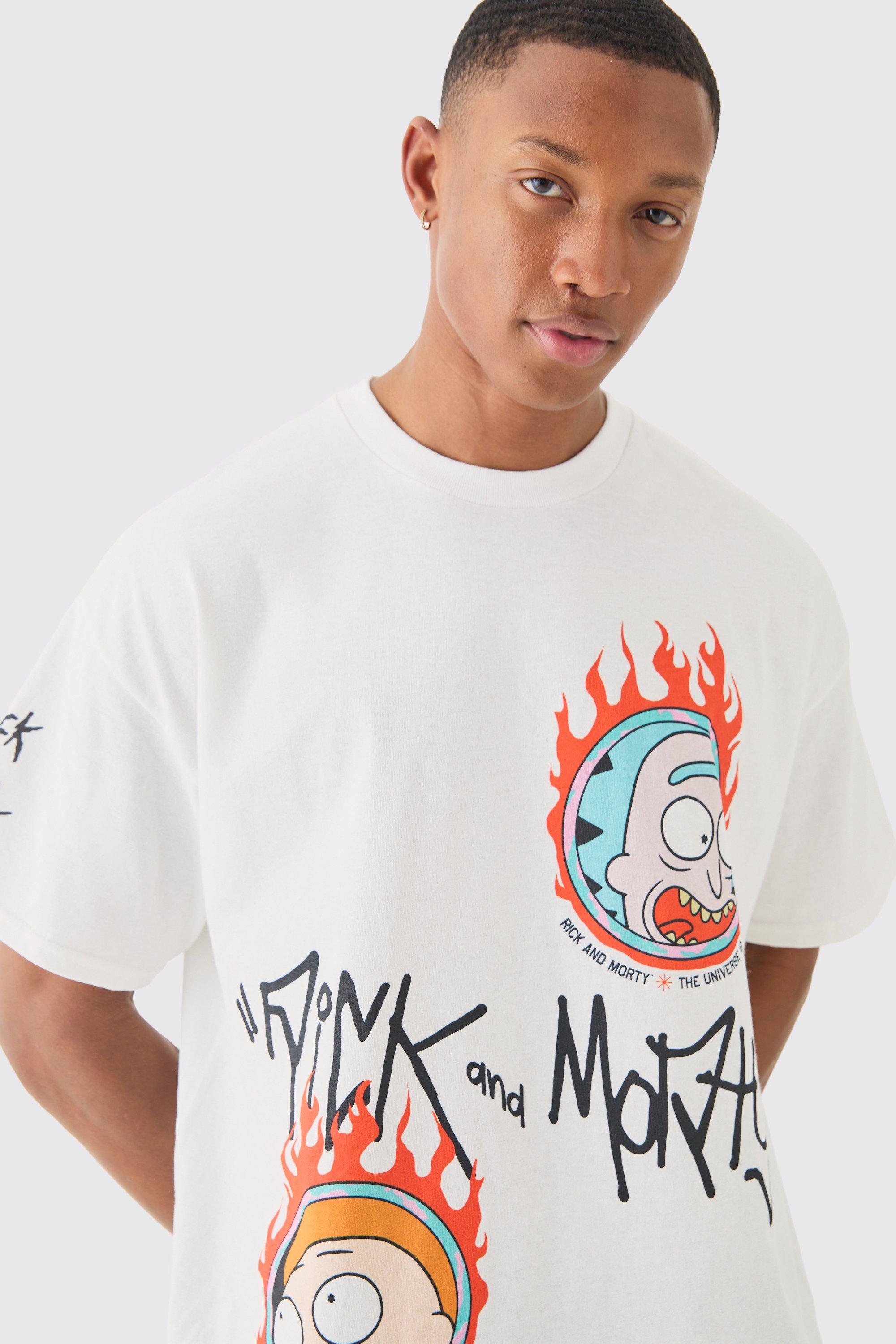 Oversized Rick And Morty Cartoon License T shirt boohoo