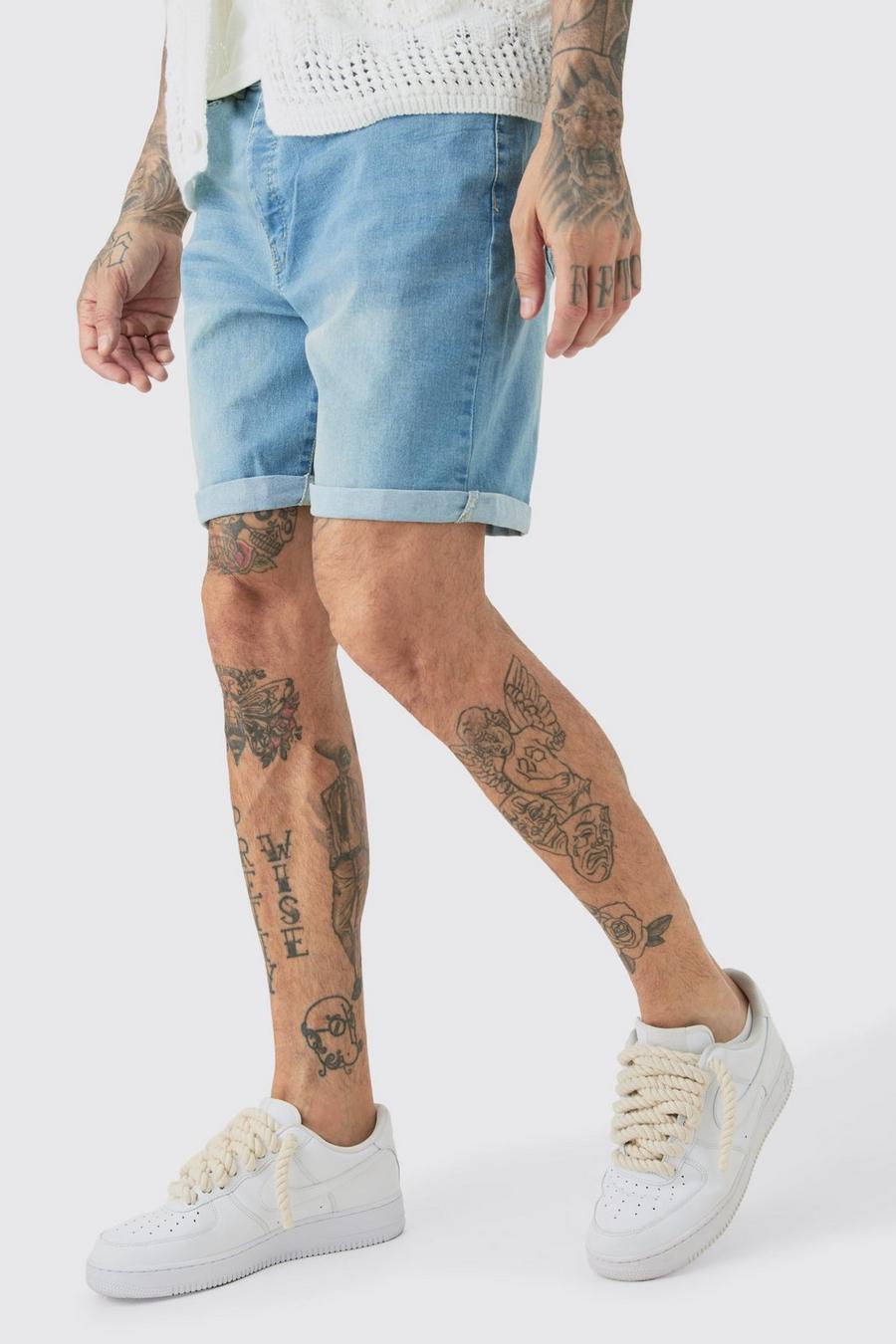 Tall Stretch Denim Slim Fit Shorts In Light Wash image number 1