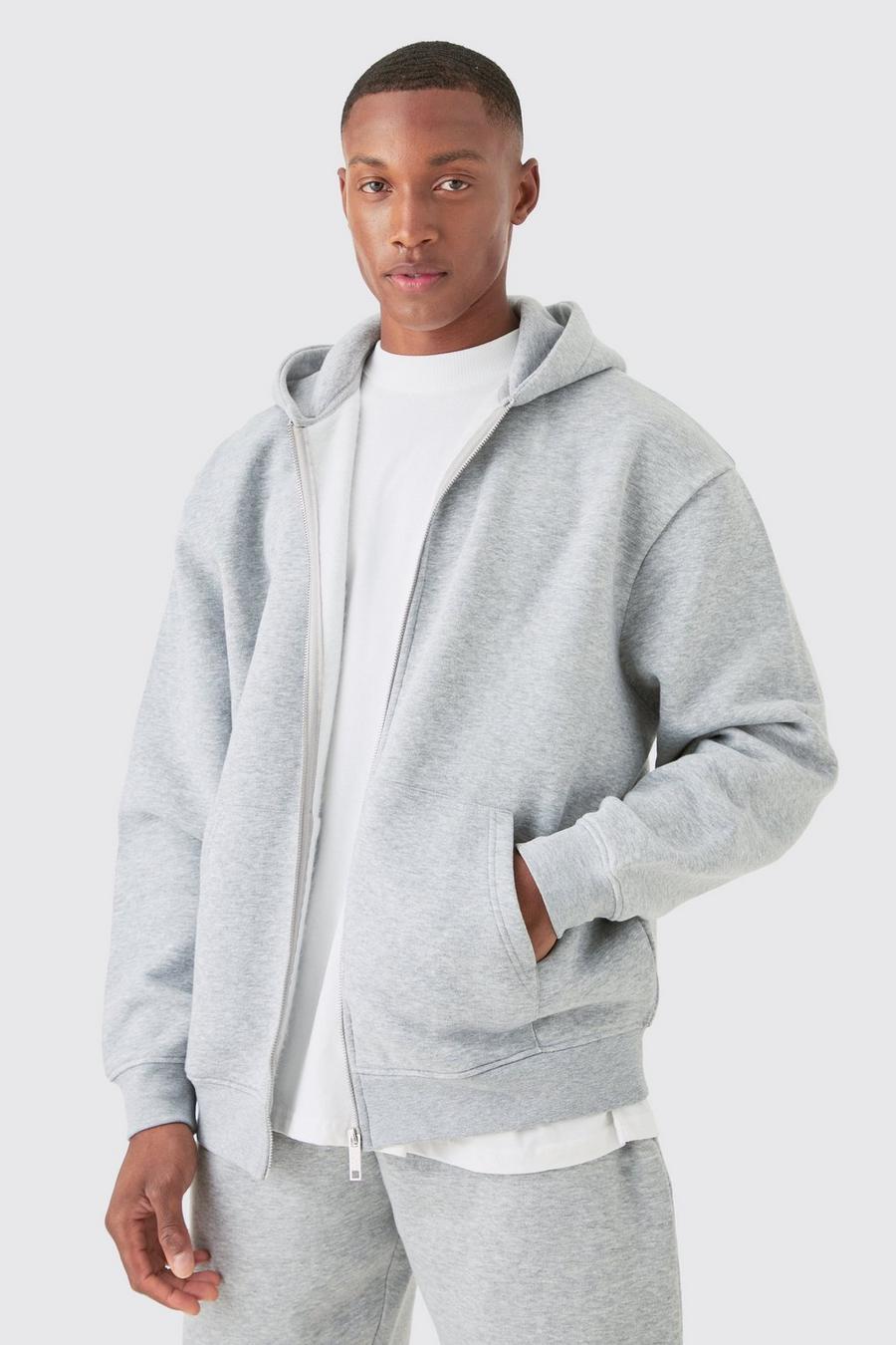 Grey marl Oversize hoodie med dragkedja