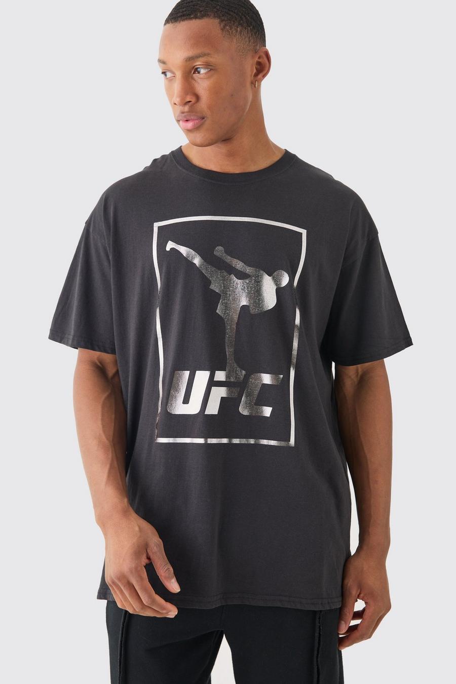 Camiseta oversize con estampado de UFC, Black image number 1