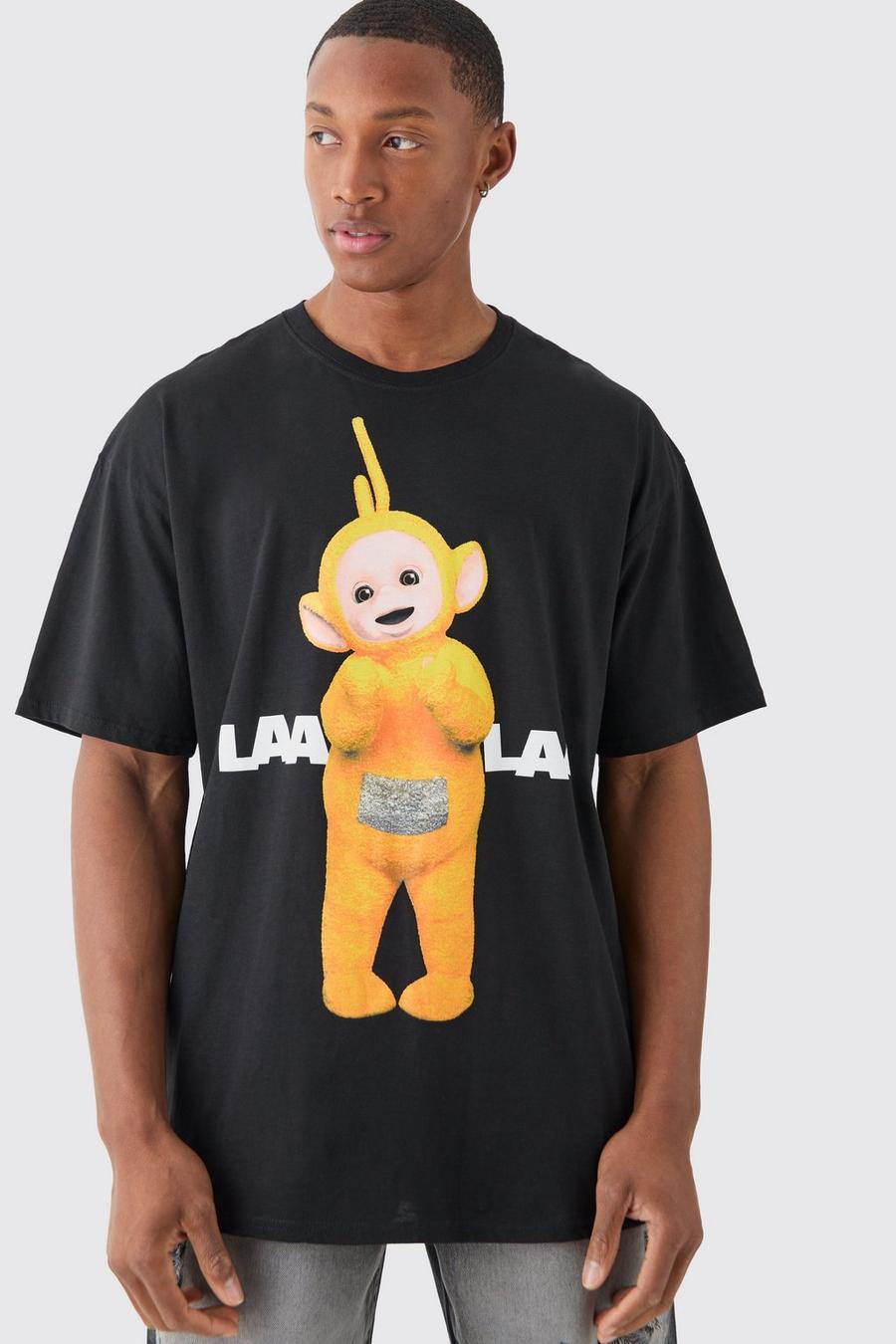 Camiseta oversize con estampado de Lala y Los Teletubbies, Black image number 1