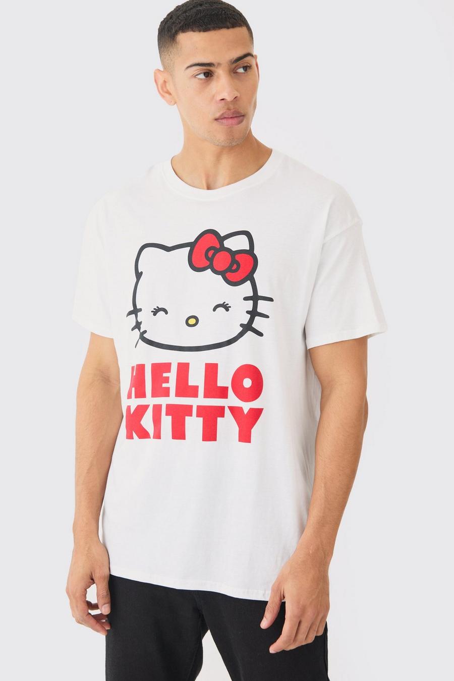 Camiseta oversize con estampado de Hello Kitty, White image number 1