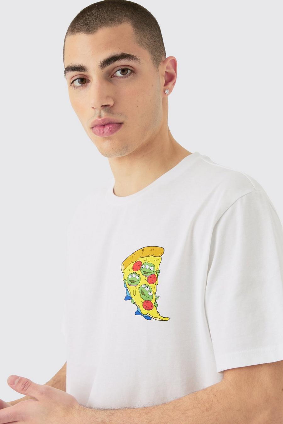 White Oversized Gelicenseerd Disney Toy Story Pizza T-Shirt image number 1
