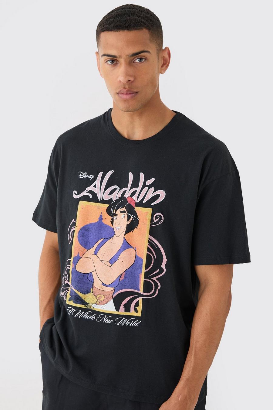 Camiseta oversize con estampado de Disney Aladdin, Black image number 1