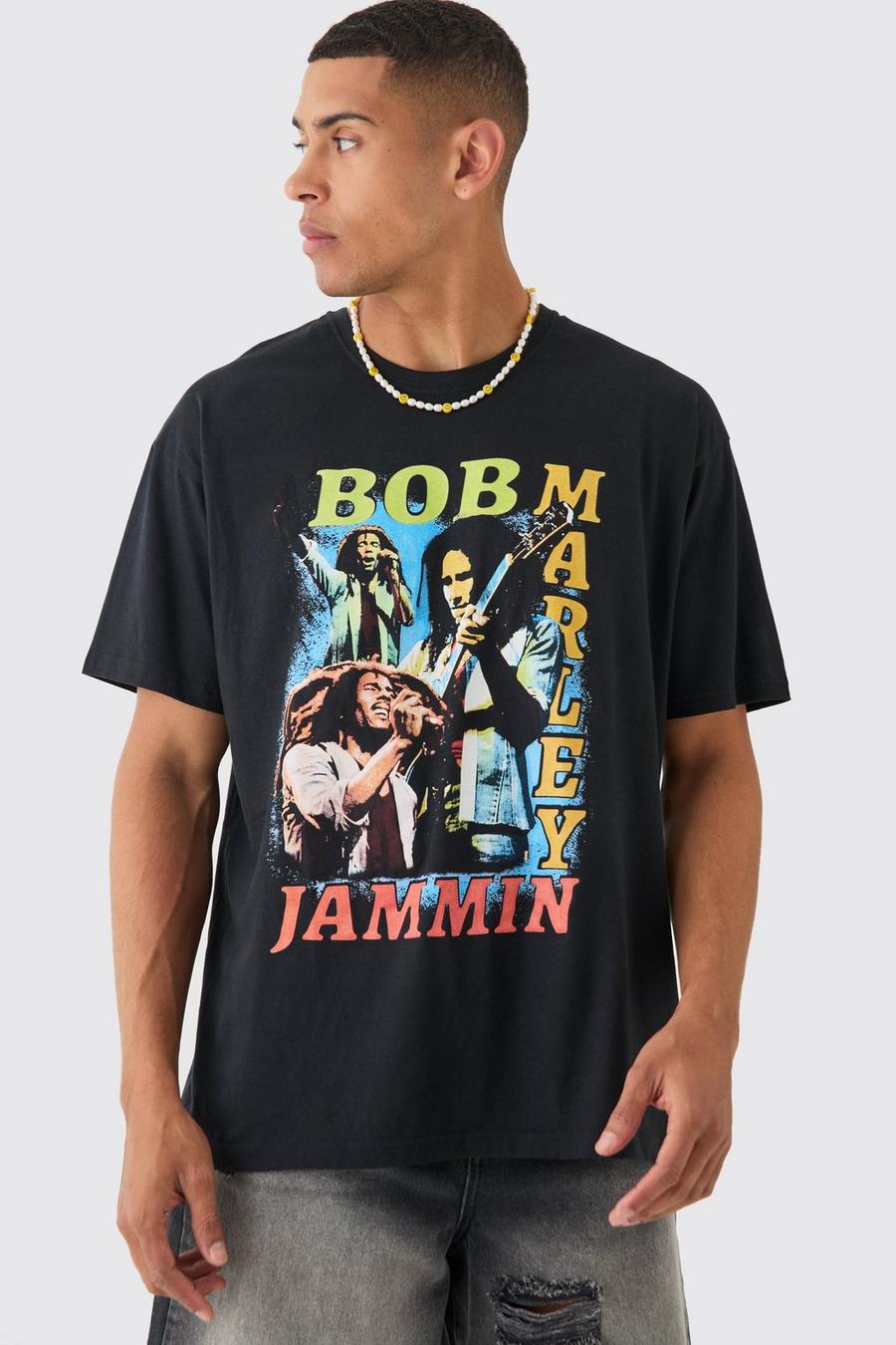 Black Oversized Gelicenseerd Bob Marley T-Shirt image number 1
