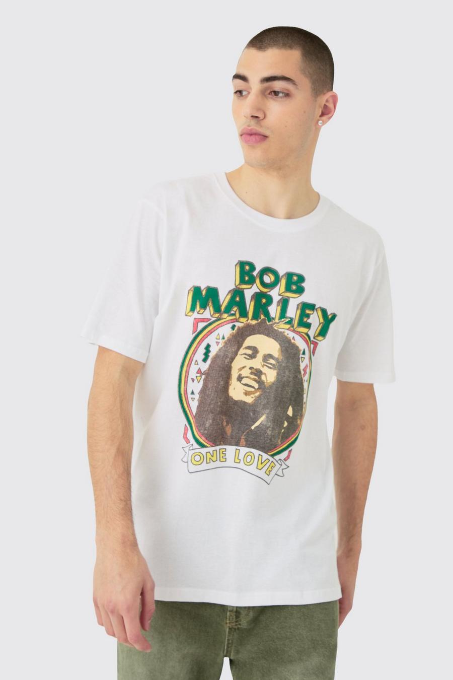 Camiseta oversize con estampado de Bob Marley, White image number 1